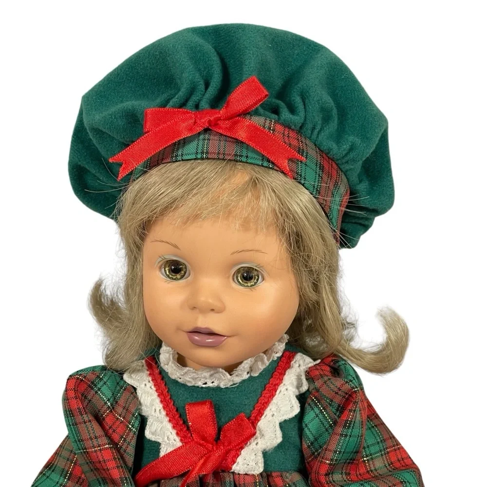Baby So Beautiful 1995 Blonde Hair Green/Hazel Eyes Plaid Tartan Dress Doll 14”